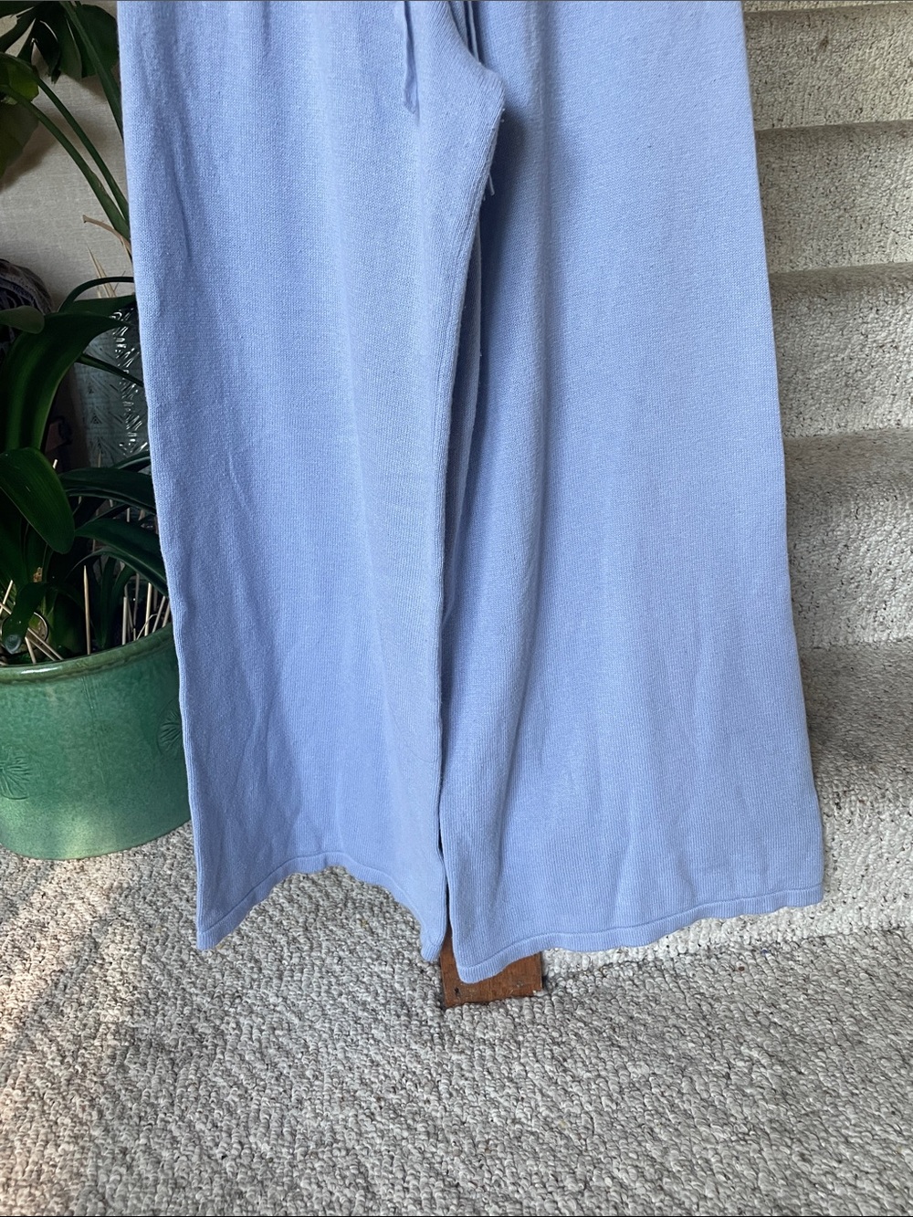 Haven Well Within Cotton Cashmere Light Blue Knit Wide-Leg Pants - Picture 3 of 8